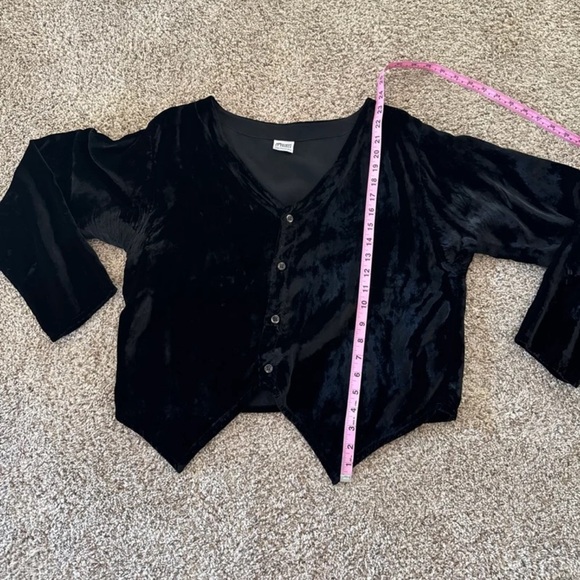 CP Shades Vintage San Francisco Velour Black Cardigan Sweater size Large - Picture 11 of 12
